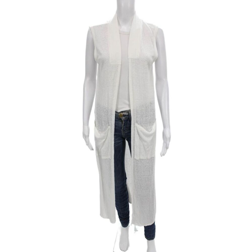 Twenty Women Kimono Vest White V Neck Sleeveless Unlined Size XS